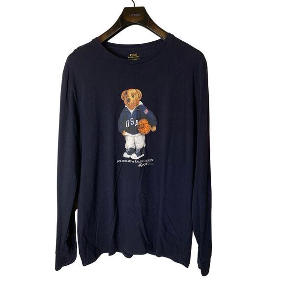 POLO Ralph Lauren Teddy Bear USA Basketball long sleeve men's size large - Picture 1 of 4
